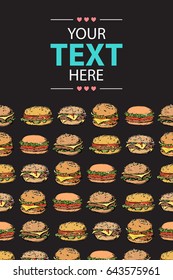 Vector banner with burgers. 