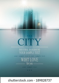 vector banner for business with the city and reflection