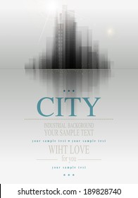 vector banner for business with the city and reflection