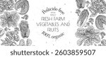 Vector banner with cabbages of different types. Whole and cut vegetables. White cabbage, Chinese cabbage, broccoli, cauliflower. Healthy eating. Organic growing. Template for grocery store