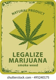 vector banner with cannabis leaf and labeled legalize marijuana