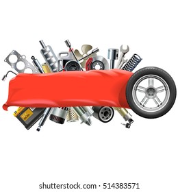 Vector Banner with Car Spares