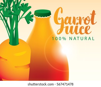 vector banner with carrot and bottle juice