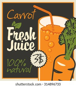 Vector banner with carrot and a glass of juice