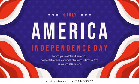 
Vector Banner, Celebrate america Independence Day. with a fluttering american flag illustration