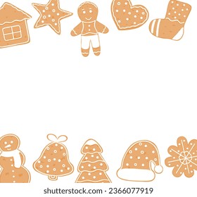 Vector banner with Christmas gingerbread cookie