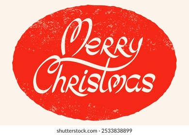 Vector banner for Christmas with hand drawing lettering. Holiday banner for Christmas in retro style.