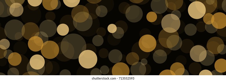 Vector banner,  christmas tree, golden circles of light abstract background