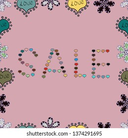 Vector. Banner clearance sale. Picture in black, neutral and blue colors. Seamless.