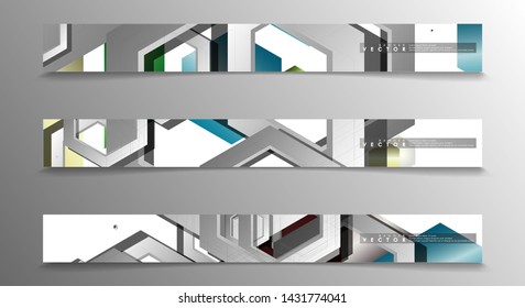 Vector Banner collection for advertisements. abstract background with hexagon shapes