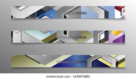 Vector Banner collection for advertisements. abstract background with hexagon shapes
