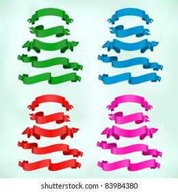 vector banner collection green, blue, red, pink