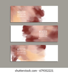 Vector banner collection isolated on gray background. Hand drawn abstract paint brush strokes set. Watercolor elements.