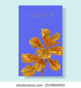 Vector banner of color tropical leaves on colorful background. Exotic botanical design for cosmetics, spa, perfume, beauty salon, travel agency, florist shop. Best as packaging design