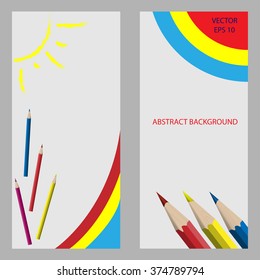 Vector banner with colored pencils.