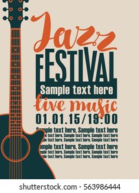 vector banner for the concert of jazz live music with a guitar