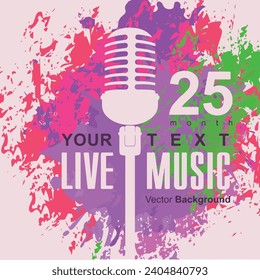 vector banner for the concert live music with mic sign