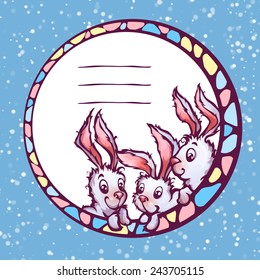 Vector banner with cute cartoon rabbits