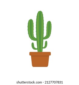 Vector banner. Cute hand drawn cactus print with inspirational quote isolated on white. Mexican symbol.