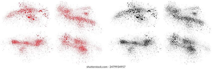 Anuncio de Vector. Conjunto de fondo de salpicadura de sangre de color negro y rojo Abstractas