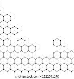 Vector banner design, abstract geometric pattern with lines, white background with hexagon pattern.