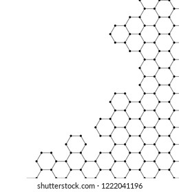 Vector banner design, abstract geometric pattern with lines, white background with hexagon pattern.