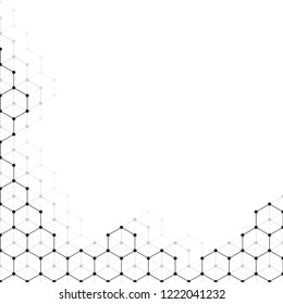 Vector banner design, abstract geometric pattern with lines, white background with hexagon pattern.