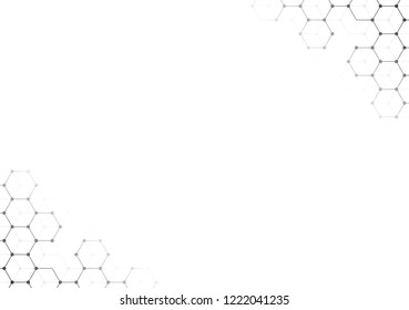 Vector banner design, abstract geometric pattern with lines, white background with hexagon pattern.