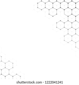 Vector banner design, abstract geometric pattern with lines, white background with hexagon pattern.