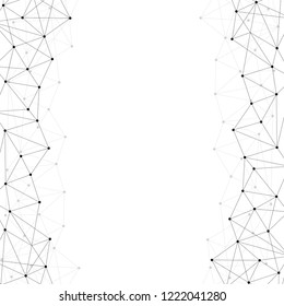 Vector banner design, abstract geometric pattern with lines, white background with hexagon pattern.