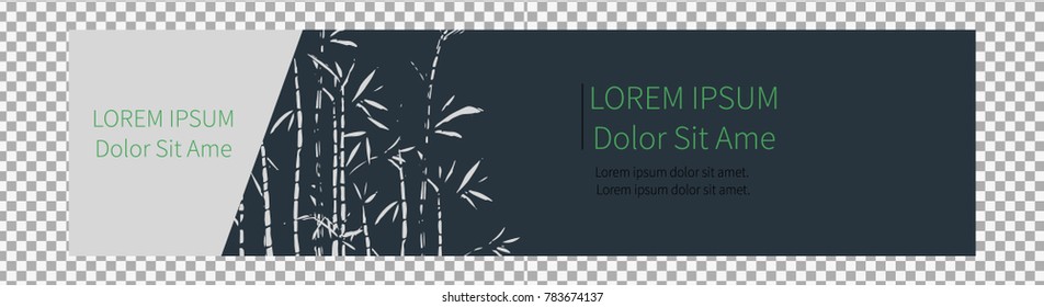 Vector banner design. Bamboo leaves on transparent background. Bamboo forest background pattern. Hand drown bamboo forest. Vector illustration