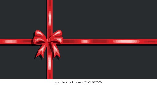 Vektorbanner Design von Black Gift Box mit Red Satin Ribbon. Banner-Vorlagendesign.