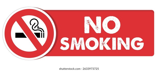 Vector banner design with a bold no smoking sign and red background. Ideal for use in public areas, offices, restaurants, and health awareness materials.