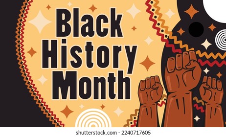 Vector banner design celebrating Black history month in February every year with African patterns and geometric shapes. Background design design that celebrates black history month every February.