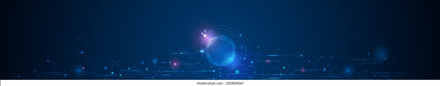 Vector banner design circuit board with circle. Illustration Abstract modern futuristic, engineering, science, technology background. Hi tech digital connect, communication, high technology concept Vector banner design circuit board with circle. Illustration Abstract modern futuristic, engineering, science, technology background. Hi tech digital connect, communication, high technology concept