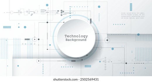 Placa de circuito de diseño de Anuncio de Vector. Ilustración Abstractas moderna futurista, ingeniería, tecnología sobre fondo blanco. Concepto futurista de tecnología de ciencia digital para la Plantilla de Anuncio de Web