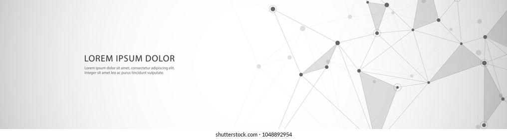 Vector banner design, connecting dots and lines. Global network connection. Geometric connected abstract background
