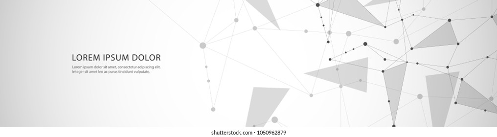 Vector banner design, connecting dots and lines. Global network connection. Geometric connected abstract background