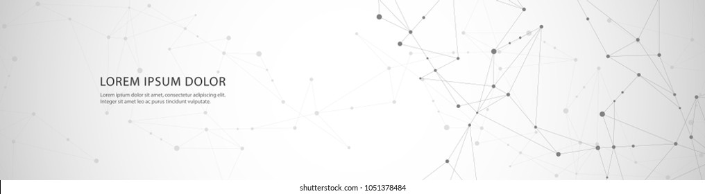 Vector banner design, connecting dots and lines. Global network connection. Geometric connected abstract background