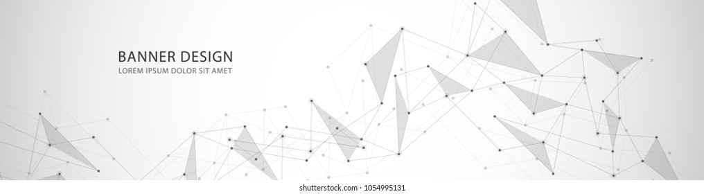 Vector banner design, connecting dots and lines. Global network connection. Geometric connected abstract background