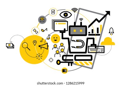 Vector banner design of digital marketing concept.