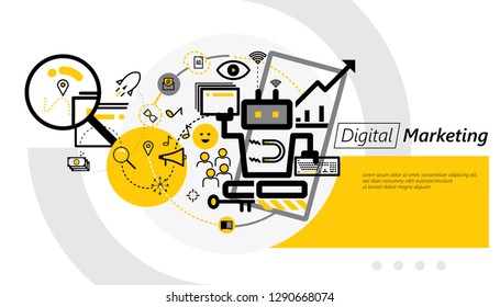 Vector banner design of digital marketing concept.