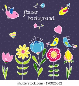 Vector banner design with flowers and place for text 