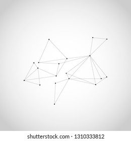 Vector banner design with geometric connected lines and dots.