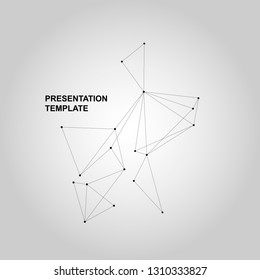 Vector banner design with geometric connected lines and dots.