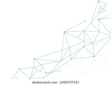 vector banner design, geometric connected abstract background, network connection with lines and dots, global network connection, abstract, vector, illustration, green, white, triangle background