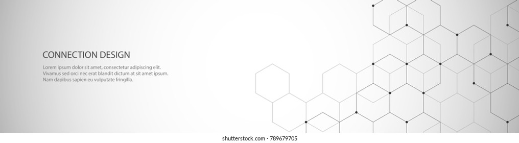 Vector banner design, global connection with lines and dots. Digital geometric abstract background