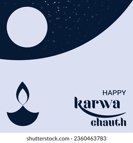 Vector banner design of happy karwa chauth cartoon style templat

