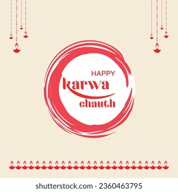 Vector banner design of happy karwa chauth cartoon style templat

