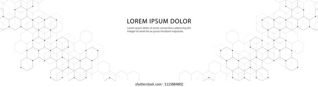 Vector banner design with hexagons abstract background. Technology and science geometric background 
